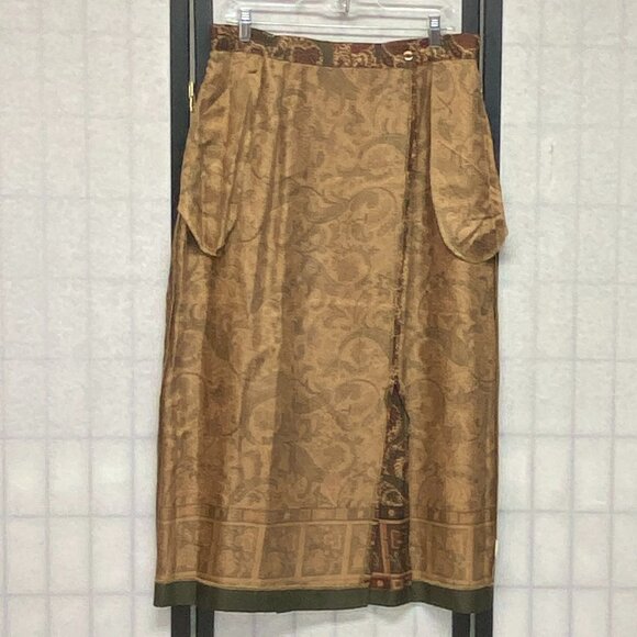 Pendleton Classic Paisley Border Print Faux Wrap Midi Skirt Green Rust 16 NWOT - Picture 5 of 12